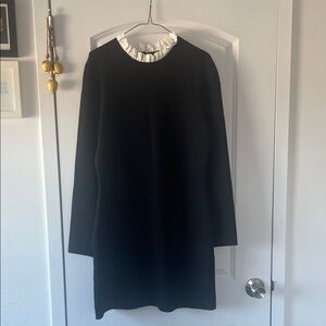 & Other Stories Black Dress with Cream Ruffle Collar